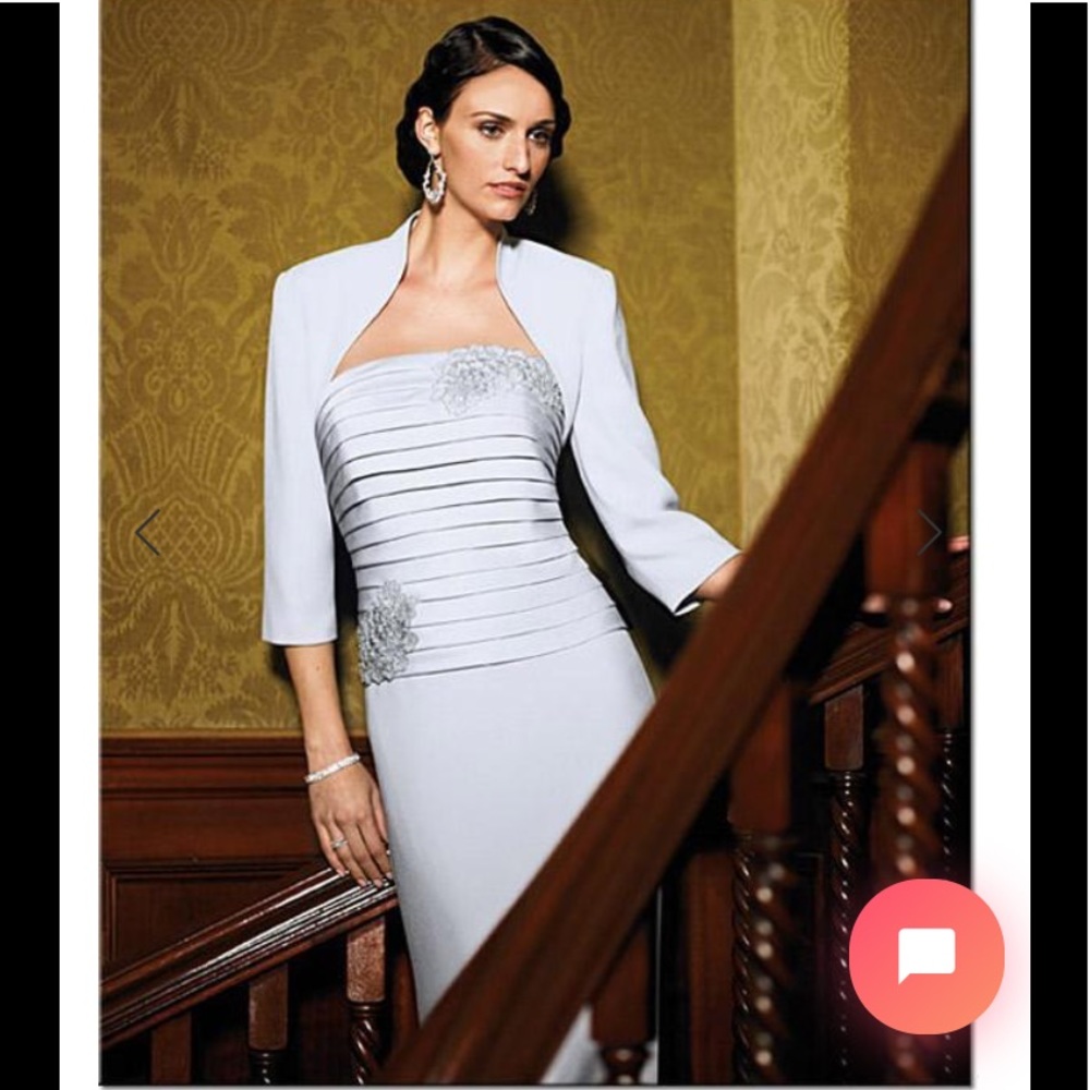 Daymor couture706013long dress Bolero,platinum,NWT